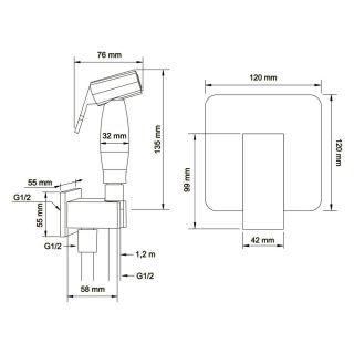 Гигиенический душ Swedbe Platta 5549B со смесителем чёрный